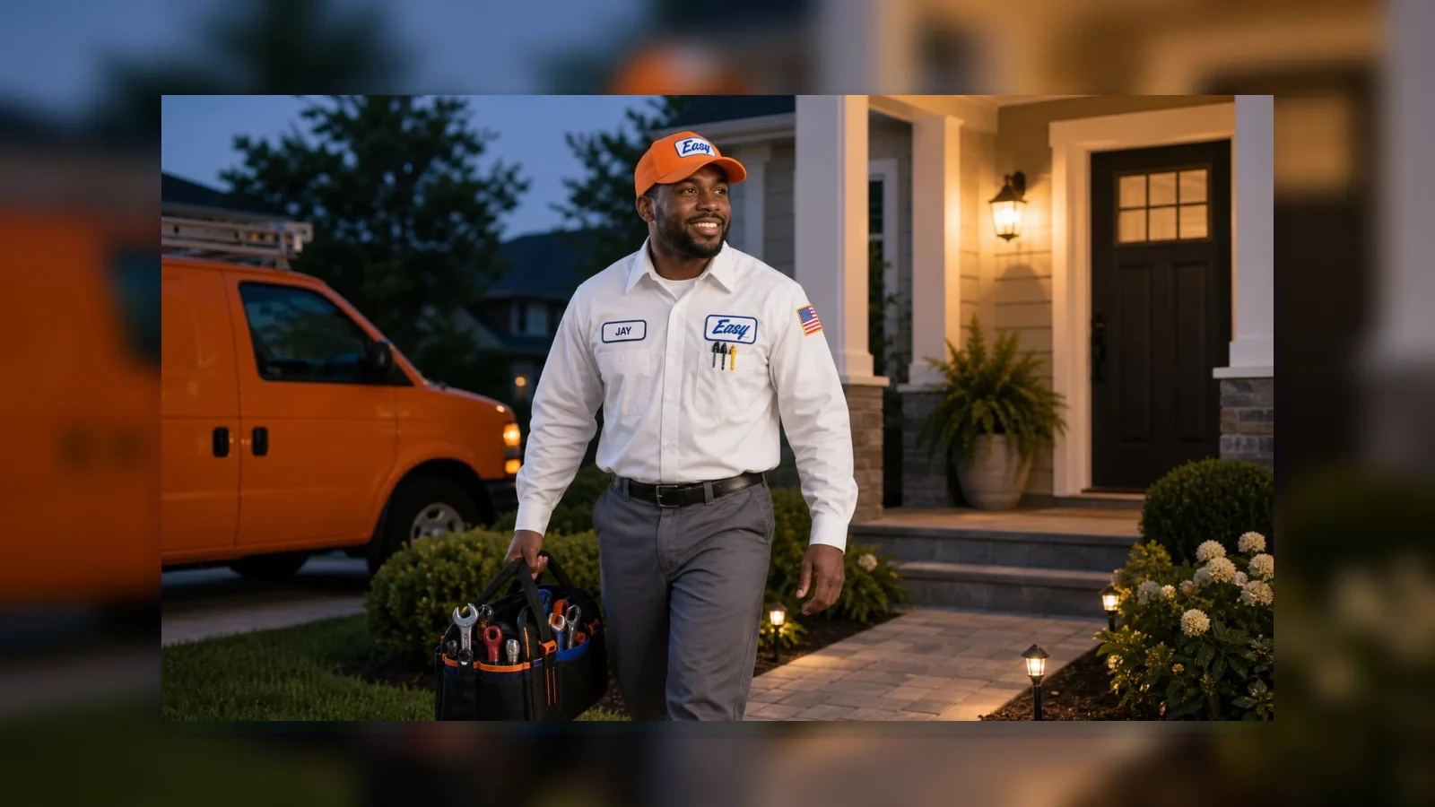 Easy Air technician JAY arriving for emergency plumbing service