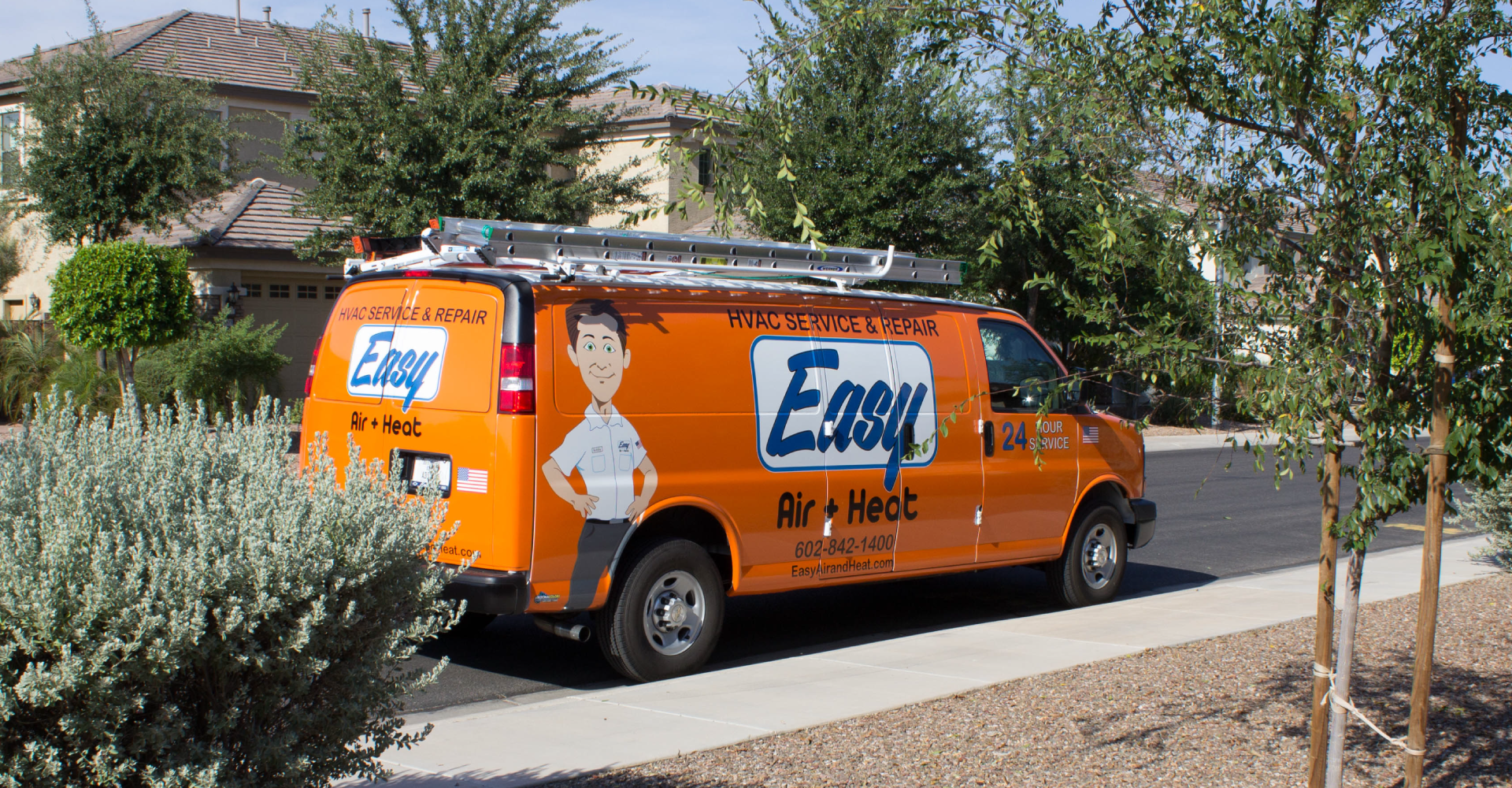 Easy air van parked outside residential homes